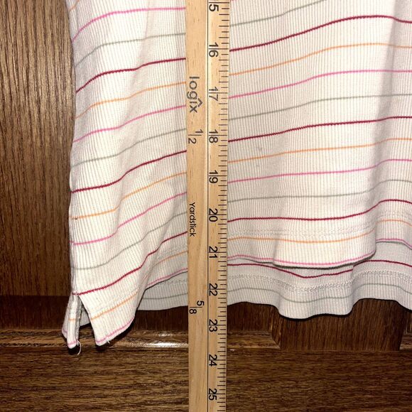 y2k school girl Color Striped Polo Shirt Cotton academia cute girly coastal XL - Picture 3 of 5
